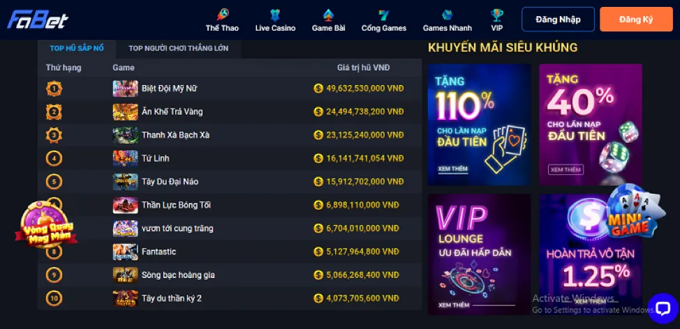 Ưu đãi đá gà vnd789 casino